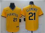 Pittsburgh Pirates #21 Roberto Clemente Gold Cooperstown Collection Jersey