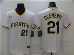 Pittsburgh Pirates #21 Roberto Clemente White Cooperstown Collection Jersey