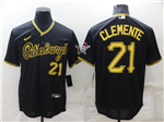 Pittsburgh Pirates #21 Roberto Clemente Alternate Black Flex Base Jersey