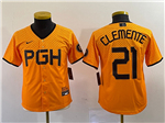 Pittsburgh Pirates #21 Roberto Clemente Youth Gold 2023 City Connect Jersey