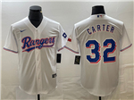Texas Rangers #32 Evan Carter White Cool Base Jersey