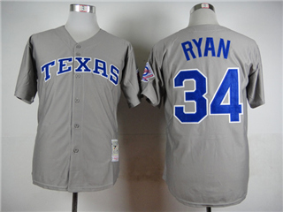 Texas Rangers #34 Nolan Ryan 1993 Throwback Grey Jersey