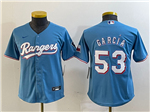 Texas Rangers #53 Adolis Garcia Youth Light Blue Cool Base Jersey
