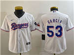 Texas Rangers #53 Adolis Garcia Youth White Cool Base Jersey