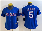 Texas Rangers #5 Corey Seager Women's Royal Blue Cool Base Jersey