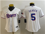 Texas Rangers #5 Corey Seager Women's White Cool Base Jersey