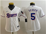 Texas Rangers #5 Corey Seager Youth White Cool Base Jersey