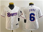 Texas Rangers #6 Josh Jung Youth White Cool Base Jersey