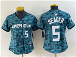 American League Texas Rangers #5 Corey Seager Women's Teal 2023 MLB All-Star Game Jersey