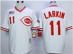 Cincinnati Reds #11 Barry Larkin 1990 Throwback White Jersey