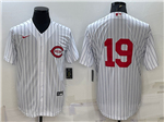 Cincinnati Reds #19 Joey Votto Vintage White Pinstripe Jersey