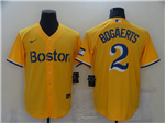 Boston Red Sox #2 Xander Bogaerts Gold With Name 2021 City Connect Cool Base Jersey