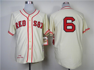 Boston Red Sox #6 Johnny Pesky 1946 Throwback Cream Jersey
