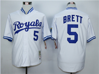 Kansas City Royals #5 George Brett Throwback White Jersey