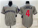 Minnesota Twins #4 Carlos Correa 2023 Gray Pinstripe Cool Base Jersey