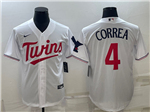 Minnesota Twins #4 Carlos Correa 2023 White Cool Base Jersey