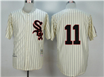 Chicago White Sox #11 Luis Aparicio 1959 Throwback Cream Pinstripe Jersey