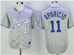 Chicago White Sox #11 Luis Aparicio Throwback Grey Jersey