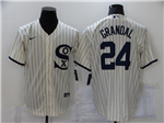 Chicago White Sox #24 Yasmani Grandal White with name 2021 Field of Dreams Cool Base Jersey