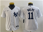 New York Yankees #11 Anthony Volpe Youth White Cool Base Jersey