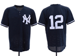 New York Yankees #12 Wade Boggs Navy Cooperstown Collection Mesh Batting Practice Jersey