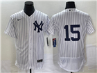 New York Yankees #15 Thurman Munson White Flex Base Jersey