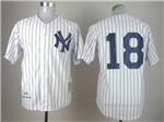 New York Yankees #18 Don Larsen 1956 Throwback White Pinstripe Jersey