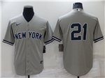 New York Yankees #21 Paul O'Neill Gray Without Name Cool Base Jersey
