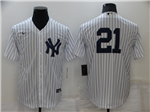 New York Yankees #21 Paul O'Neill White Without Name Cool Base Jersey