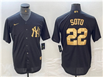New York Yankees #22 Juan Soto Black Gold Jersey