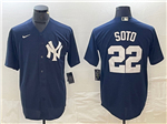 New York Yankees #22 Juan Soto Navy Cool Base Jersey