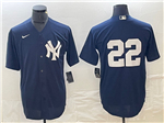 New York Yankees #22 Juan Soto Navy Without Name Cool Base Jersey