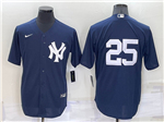 New York Yankees #25 Gleyber Torres Navy Without Name Cool Base Jersey