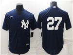 New York Yankees #27 Giancarlo Stanton Navy Without Name Cool Base Jersey
