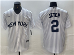 New York Yankees #2 Derek Jeter White Fashion Jersey