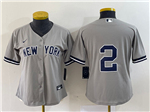 New York Yankees #2 Derek Jeter Women's Gray Without Name Cool Base Jersey