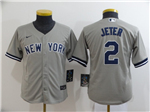 New York Yankees #2 Derek Jeter Youth Gray 2020 Cool Base Jersey