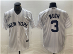 New York Yankees #3 Babe Ruth White Fashion Jersey