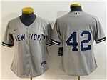 New York Yankees #42 Mariano Rivera Women's Gray Without Name Cool Base Jersey