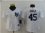 New York Yankees #45 Gerrit Cole Women's White 2020 Cool Base Jersey