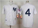 New York Yankees #4 Lou Gehrig 1939 Throwback White Pinstripe Jersey