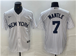New York Yankees #7 Mickey Mantle White Fashion Jersey