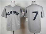 New York Yankees #7 Mickey Mantle 1951 Throwback Gray Jersey