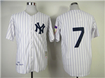New York Yankees #7 Mickey Mantle 1951 Throwback White Pinstripe Jersey