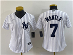New York Yankees #7 Mickey Mantle Women's White Cool Base Jersey