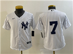 New York Yankees #7 Mickey Mantle Youth White without Name Cool Base Jersey