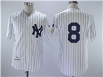 New York Yankees #8 Yogi Berra 1951 Throwback White Pinstripe Jersey