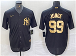 New York Yankees #99 Aaron Judge Black Gold Jersey