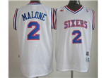 Philadelphia 76ers #2 Moses Malone White Hardwood Classics Jersey