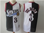 Philadelphia 76ers #3 Allen Iverson 1996-97 Black White Hardwood Classics Jersey